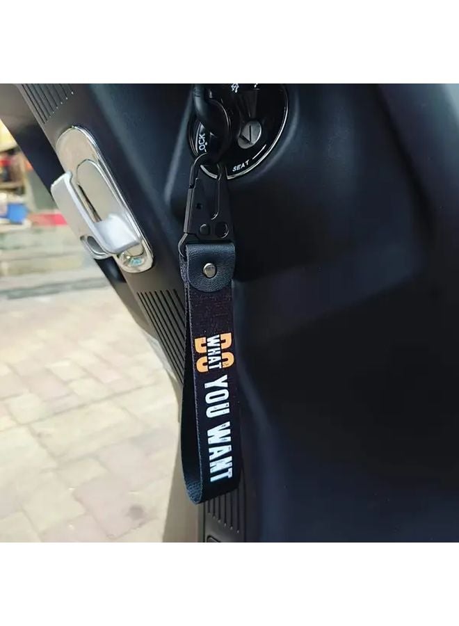 Black JDM Car Keychain Double Sided Heat Transfer Slogan Aluminum Alloy Gift - Image 1